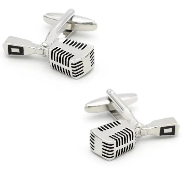 Timeless Microphone Stainless Steel Cuff Links - Picture 3 of 5